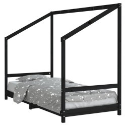 Cadre de lit pour enfants noir 90x190 cm bois de pin massif 617481617481