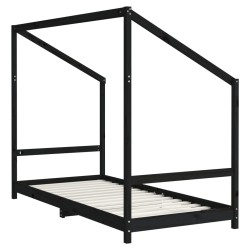 Cadre de lit pour enfants noir 90x190 cm bois de pin massif 617481617481
