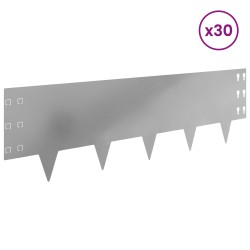 Bordure de Pelouse 30 pcs 100 x 30 cm Acier Argenté 617486617486