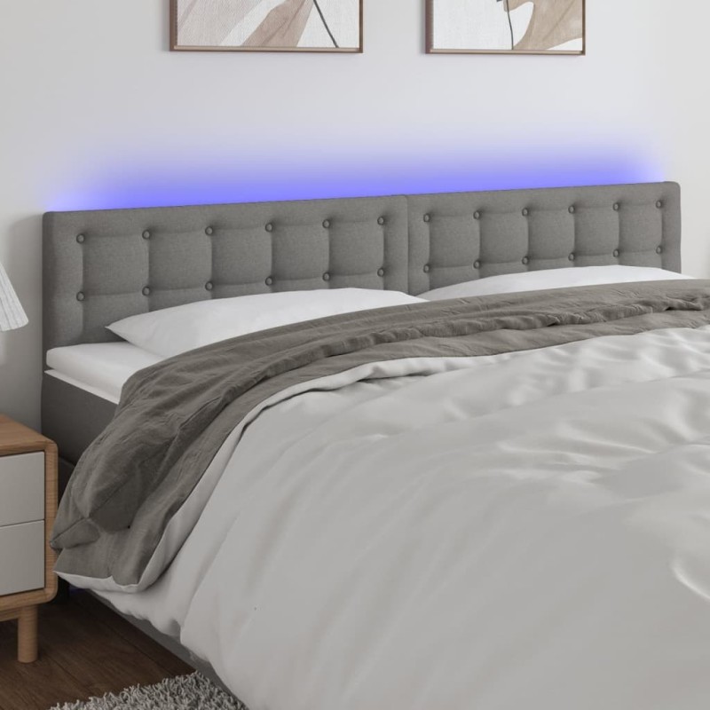 Tête de lit à LED Gris foncé 180x5x78/88 cm Tissu 617488617488
