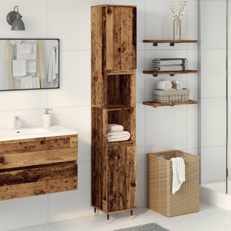 Armoire de salle de bain vieux bois 30x30x190cm bois ingénierie 617493617493