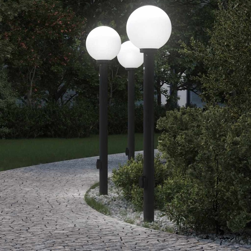 Bornes lumineuses avec détecteur et prise lot de 3 120 cm noir IP44 617499617499