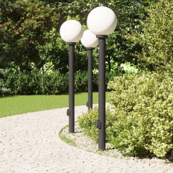 Bornes lumineuses avec détecteur et prise lot de 3 120 cm noir IP44 617499617499