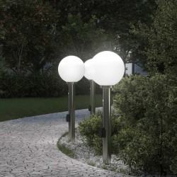 Bornes lumineuses avec détecteur et prise lot de 3 80 cm acier inoxydable IP44 617500617500