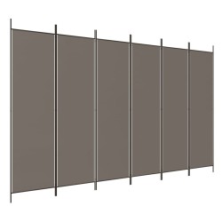 Cloison de séparation 6 panneaux Anthracite 300x220 cm Tissu 617514617514