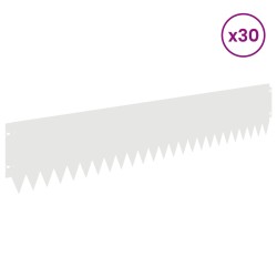 Bordure de Pelouse 30 pcs 103 x 20 cm Acier Blanc 617519617519