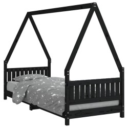 Cadre de lit pour enfants noir 80x200 cm bois de pin massif 617523617523