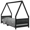 Cadre de lit pour enfants noir 80x200 cm bois de pin massif 617523617523