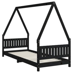 Cadre de lit pour enfants noir 80x200 cm bois de pin massif 617523617523