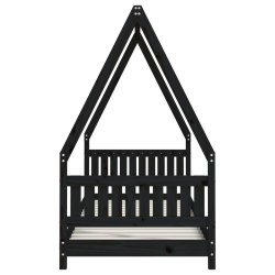 Cadre de lit pour enfants noir 80x200 cm bois de pin massif 617523617523