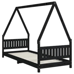 Cadre de lit pour enfants noir 80x200 cm bois de pin massif 617523617523