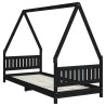 Cadre de lit pour enfants noir 80x200 cm bois de pin massif 617523617523