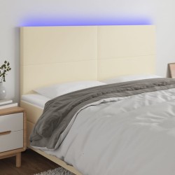 Tête de lit à LED Crème 160x5x118/128 cm Similicuir 617528617528