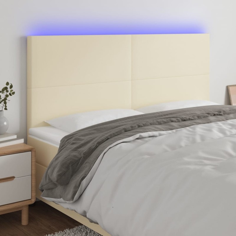 Tête de lit à LED Crème 160x5x118/128 cm Similicuir 617528617528