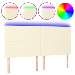 Tête de lit à LED Crème 160x5x118/128 cm Similicuir 617528617528