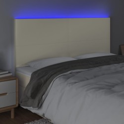 Tête de lit à LED Crème 160x5x118/128 cm Similicuir 617528617528