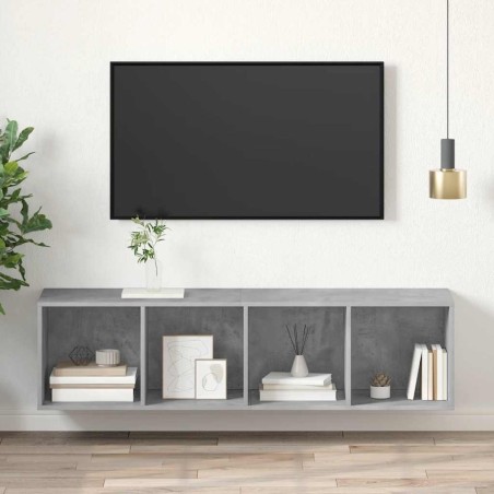 Meuble TV mural Gris béton 37x37x142,5 cm Bois d’ingénierie 617529617529