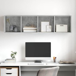 Meuble TV mural Gris béton 37x37x142,5 cm Bois d’ingénierie 617529617529