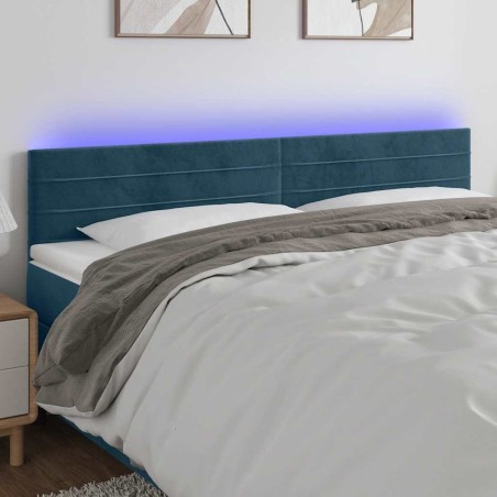 Tête de lit à LED Bleu foncé 160x5x78/88 cm Velours 617536617536