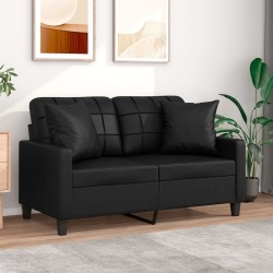 Canapé 2 places avec oreillers décoratifs noir 120cm similicuir 617537617537