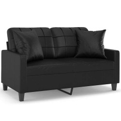 Canapé 2 places avec oreillers décoratifs noir 120cm similicuir 617537617537