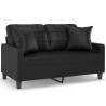 Canapé 2 places avec oreillers décoratifs noir 120cm similicuir 617537617537