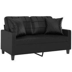 Canapé 2 places avec oreillers décoratifs noir 120cm similicuir 617537617537