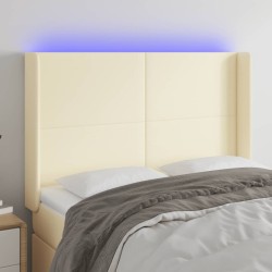 Tête de lit à LED Crème 147x16x118/128 cm Similicuir  617538617538