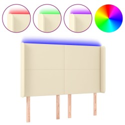 Tête de lit à LED Crème 147x16x118/128 cm Similicuir  617538617538