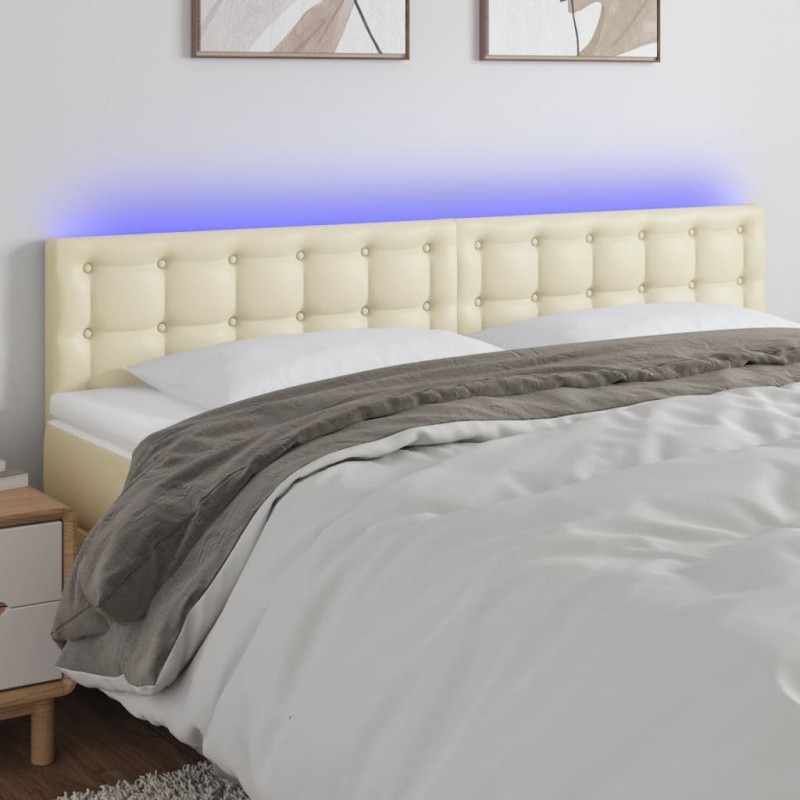 Tête de lit à LED Crème 200x5x78/88 cm Similicuir 617539617539