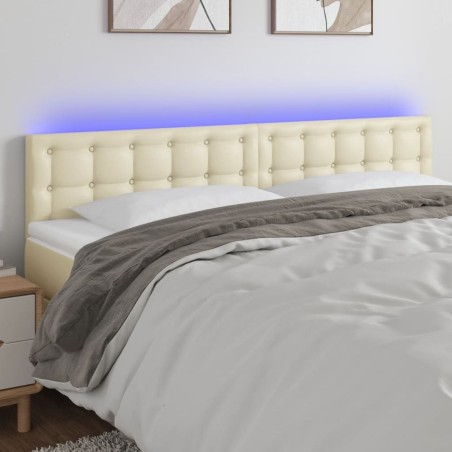 Tête de lit à LED Crème 200x5x78/88 cm Similicuir 617539617539