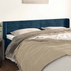 Tête de lit avec oreilles Bleu foncé 203x16x78/88 cm Velours 617543617543