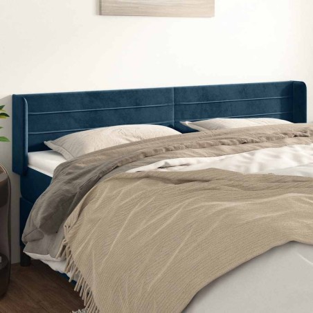 Tête de lit avec oreilles Bleu foncé 203x16x78/88 cm Velours 617543617543