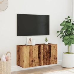 Meuble TV mural vieux bois 80x30x41 cm 617546617546