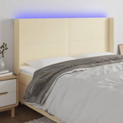 Tête de lit à LED Crème 163x16x118/128 cm Similicuir 617547617547