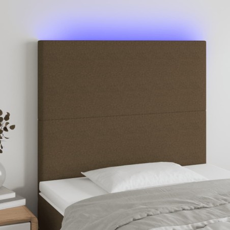 Tête de lit à LED Marron foncé 100x5x118/128 cm Tissu 617548617548
