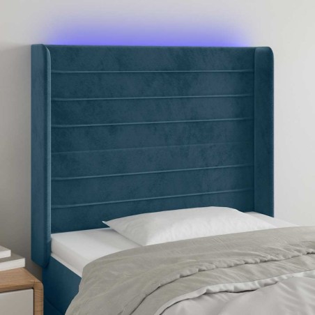 Tête de lit à LED Bleu foncé 83x16x118/128 cm Velours 617554617554