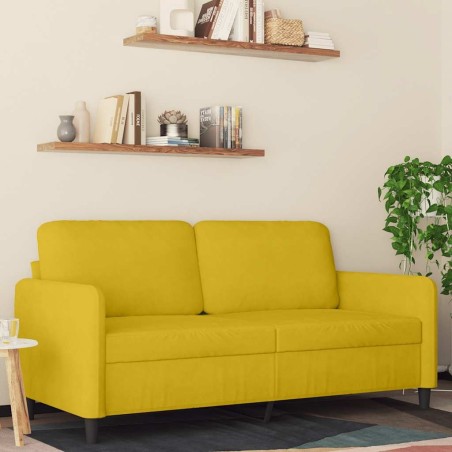 Canapé à 2 places Jaune 140 cm Velours 617561617561