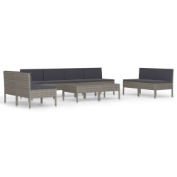 Salon de jardin 10 pcs avec coussins Résine tressée Gris 617574617574