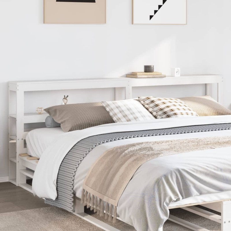 Tête de lit avec étagères blanc 200 cm bois massif de pin 617579617579
