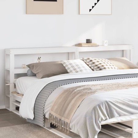 Tête de lit avec étagères blanc 200 cm bois massif de pin 617579617579