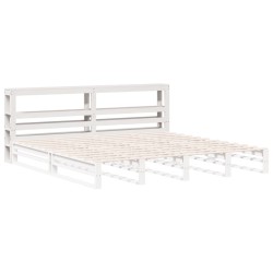 Tête de lit avec étagères blanc 200 cm bois massif de pin 617579617579