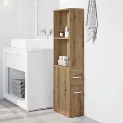 Armoire de salle de bain étroite avec roulettes chêne artisanal 617584617584