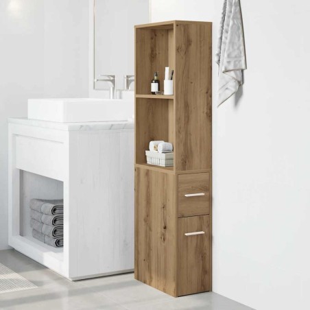Armoire de salle de bain étroite avec roulettes chêne artisanal 617584617584