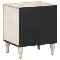 Cabinet de chevet Blanc 40 x 33,5 x 46 cm Bois de mangue massif 617597617597