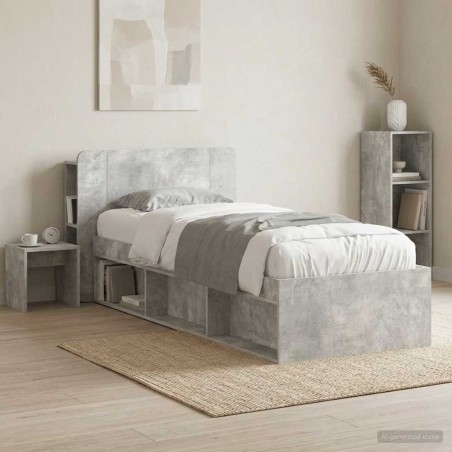 Cabinet de Tête de Lit Gris béton Bois d'ingénierie 617603617603