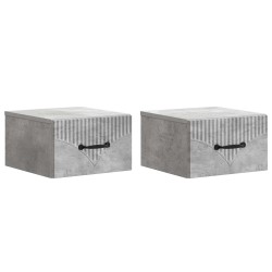 Cabinet de chevet mural 2 pcs Gris béton 34,5 x 33 x 20 cm 617607617607