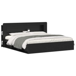 Cabinet de Tête de Lit avec stockage Noir Bois d’ingénierie 617612617612