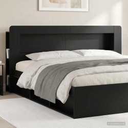 Cabinet de Tête de Lit avec stockage Noir Bois d’ingénierie 617612617612