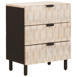 Cabinet de chevet Blanc 50 x 33 x 62 cm Bois de mangue massif 617613617613